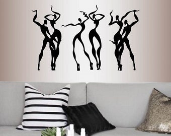 In-Style Decals Wall Vinyl Decal Home Decor Art Sticker Dancing African Girl Women and Man Ethnic African Style Room Removable Design 1951