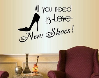 In-Style Decals  Wall Vinyl Decal Home Decor Art Sticker All You Need is Love New Shoes Quote High Heels Fashion Girl Removable Design 780