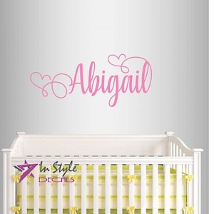 In-Style Decals Wall Vinyl Decal Home Decor Art Sticker Cute Custom Name Girl Baby Kids Nursery Play Room Bedroom Removable Mural Design2576