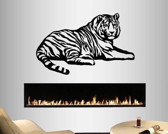 Calcomanías con estilo, calcomanía de vinilo para pared, decoración del hogar, pegatina de arte, tigre tumbado, Animal salvaje, diseño de Mural extraíble para cualquier habitación 129