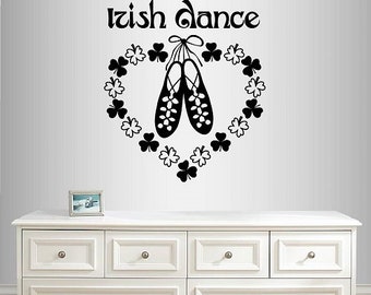 In-Style Decals Wall Vinyl Decal Art Sticker Irish Dance Words Sign Shoes Ireland Celtic Step Dance Studio Dancing Girl Woman Design 1710