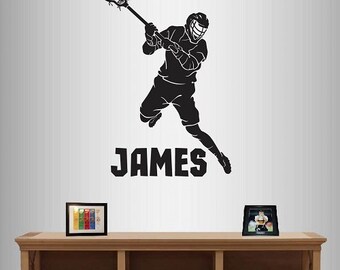 In-Style Decals Wall Vinyl Decal Home Decor Art Sticker Custom Name Boy Man Lacrosse Player Sportsman Sports Kids Room Removable Design 2502