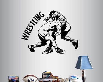 In-Style Decals Wall Vinyl Decal Home Decor Art Sticker Wrestling Match Wrestlers Sports Boys Room Removable Stylish Mural Unique Design 480