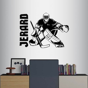 In-Style Decals Wall Vinyl Decal Home Decor Art Sticker Custom Name Boy Man Hockey Goalie Player Sports Kids Room Removable Mural Design 785