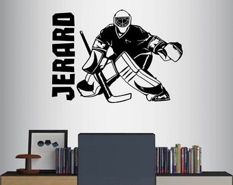 In-Style Decals Wall Vinyl Decal Home Decor Art Sticker Custom Name Boy Man Hockey Goalie Player Sports Kids Room Removable Mural Design 785