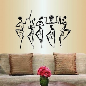In-Style Decals Wall Vinyl Decal Home Decor Art Sticker Beautiful African Girls Woman Dancing Ethnic Style Room Removable Mural Design 409