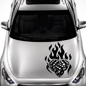 In-Style Decals Vehicle Auto Car Décor Vinyl Decal Art Sticker Flaming Dice Removable Design for Hood 1199