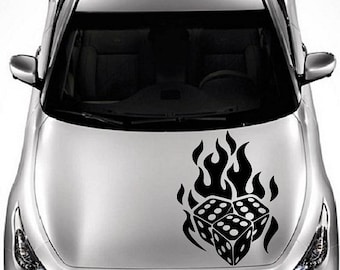 Naklejki w stylu pojazdu Auto Car Decor Vinyl Decal Art Sticker Flaming Dice Removable Design for Hood 1199