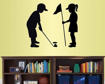 In-Style Decals Wall Vinyl Decal Home Decor Art Sticker Cute Boy Girl Playing Golf Sports Golfer Golf Player Kids Nursery Room Design 2312
