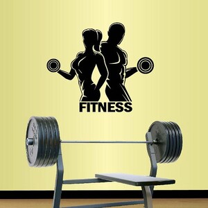 In-Style Decals Wand Vinyl Aufkleber Home Decor Art Sticker Fitness Zeichen Mann Frau Workout mit Hanteln Gym Removable Stylish Wandbild Design 810