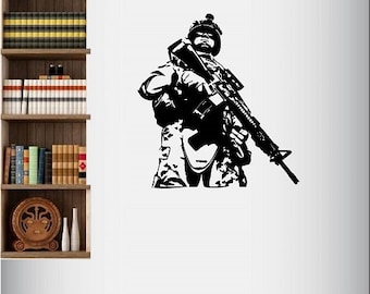 In-Style Decals Wall Vinyl Decal Decor Art Sticker Soldier Military Man Army Weapons Serviceman Fighter Guy Room Removable Mural Design 58