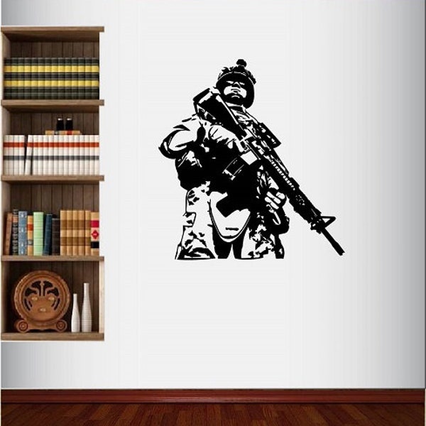 In-Style Decals Wall Vinyl Decal Decor Art Sticker Soldier Military Man Army Weapons Serviceman Fighter Guy Room Removable Mural Design 58