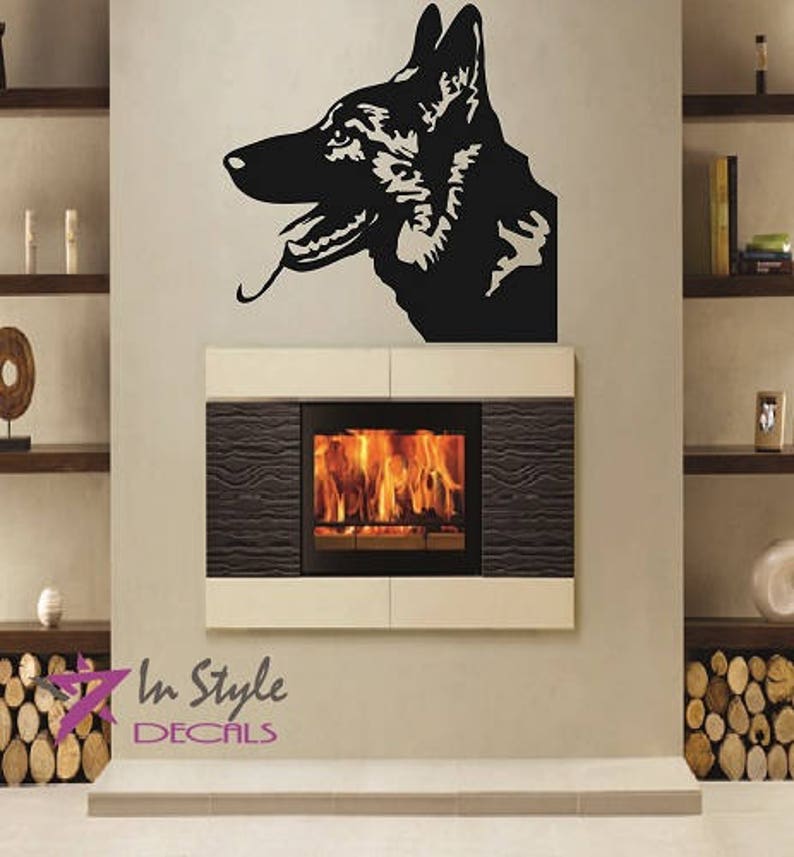 Wall Vinyl Decal Home Decor Art Sticker German Shepherd Panting Dog Head Face Pet Animal Kids Room Pet Shop Removable Mural Design 9