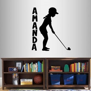 In-Style Decals Wall Vinyl Decal Home Decor Art Sticker Custom Name Little Girl Playing Golf Sports Kids Room Nursery Mural Design 2412