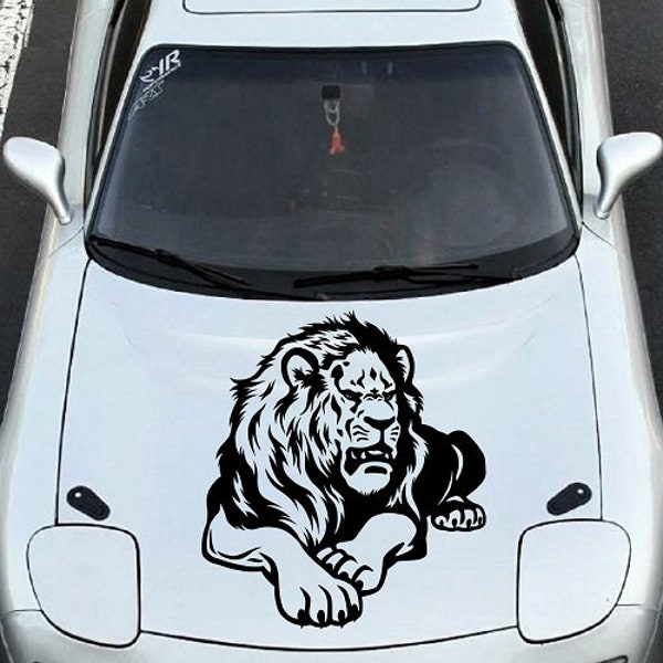 In-Style Decals Vehicle Auto Car Décor Vinyl Decal Sticker Laying Lion Wild Animal Predator Removable Design for Hood 1006