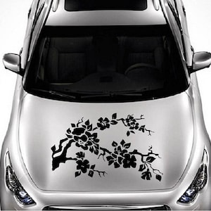 Voertuig auto auto decor vinyl decal kunst sticker bloeiende tak mooie bloemmotief bloemen ornament verwijderbaar ontwerp voor kap 1173