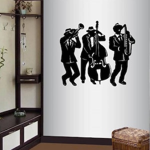 In-Style Decals Wall Vinyl Decal Art Sticker Jazz Band Musicians Jazz Music Musical Instruments Living Room Removable Mural Design 104