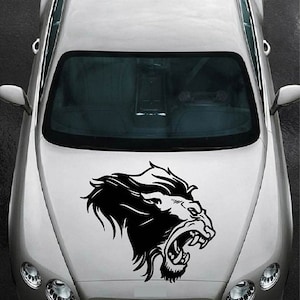インスタイルデカール 車両 自動車 車 装飾 ビニール デカール アート ステッカー 吠えるライオンヘッド 野生動物 取り外し可能 デザイン フード用 1178