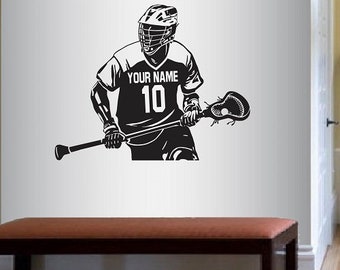 In-Style Decals Wall Vinyl Decal Home Decor Art Sticker Custom Name Lacrosse Player Boy Man Sportsman Sports Kids Room Removable Design 1583