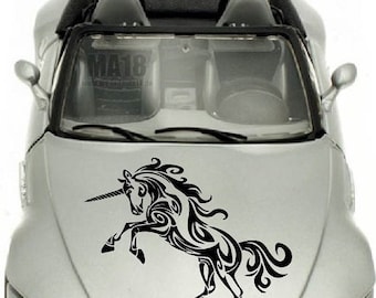 In-Style Decals Vehicle Auto Car Décor Vinyl Decal Art Sticker Unicorn Horse Tribal Removable Design for Hood 1039