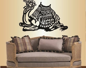 In-Style Decals Wall Vinyl Decal Home Decor Art Sticker Lying Camel Animal with Saddle Caravan Removable Mural Design 1491