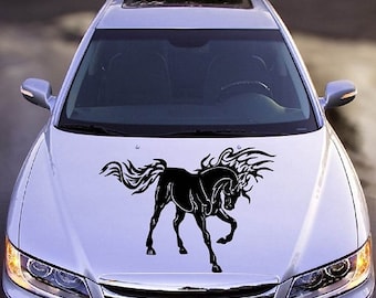 In-Style Decals Vehicle Auto Car Décor Vinyl Decal Art Sticker Flaming Stallion Horse Animal Removable Design for Hood 1121