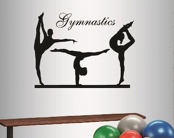 Calcomanías de vinilo para pared con estilo, decoración del hogar, pegatinas artísticas para gimnasia, niñas, gimnastas, deportes, guardería, habitación infantil, diseño mural elegante y extraíble 116