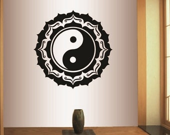Naklejki ścienne w stylu In-Style Vinyl Decal Home Decor Art Sticker Indian Mandala Yin Yang Sign Yoga Room Removable Stylish Mural Unique Design 407