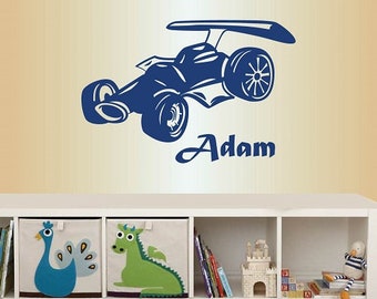 In-Style Decals Wall Vinyl Decal Art Sticker Sticker Sports Car Racing Custom Name Boy Baby Nursery Play Room Removable Mural Design 370