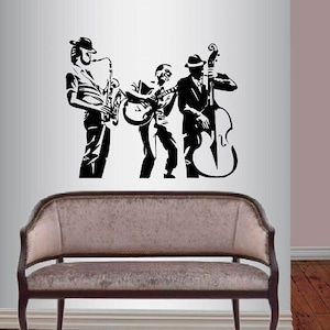 In-Style Decals Wall Vinyl Decal Art Sticker Jazz Band Musicians Jazz Music Musical Instruments Living Room Removable Mural Unique Design 11