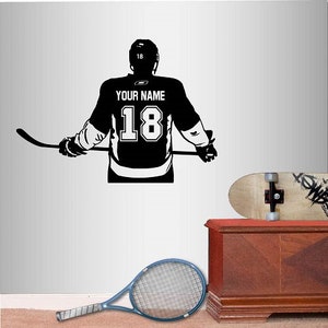 In-Style Decals Wall Vinyl Decal Home Decor Art Sticker Hockey Player Sports Ice Rink Custom Name Boy Kids Room Removable Mural Design 2805