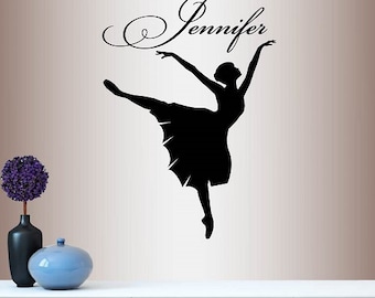 In-Style Decals Wall Vinyl Decal Home Decor Art Sticker Custom Name Girl Woman Dancing Ballerina Nursery Room Removable Mural Design 310