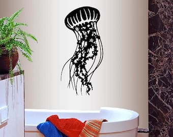 In-Style Calcomanías Vinilo de pared Calcomanía Decoración para el hogar Arte Etiqueta Medusas Mar Océano Baño Ducha Dormitorio Extraíble Mural Diseño único 621