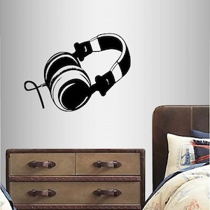 In-Style Decals Headphones Wall Vinyl Decal Art Sticker Headphones Sound Music Audio Store Teen Bedroom Removable Mural Unique Design 774