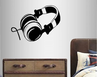 In-Style Decals Headphones Wall Vinyl Decal Art Sticker Headphones Sound Music Audio Store Teen Bedroom Removable Mural Unique Design 774