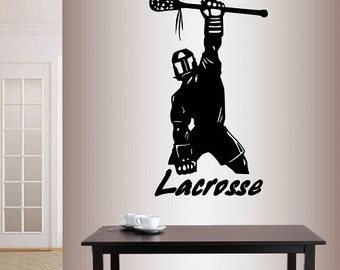 In-Style Decals Wall Vinyl Decal Home Decor Art Sticker Lacrosse Player Champion Sports Sportsman Boy Man Room Removable Mural Design 1586