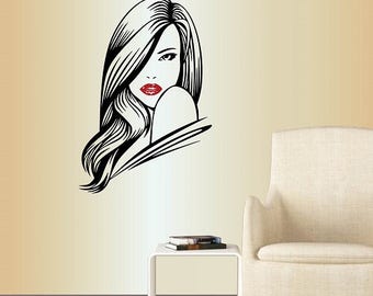 In-Style Decals Wall Vinyl Decal Home Decor Art Sticker Beautiful Sexy Girl Woman Face Fashion Style Beauty Hair Salon Shop Mural Design 869