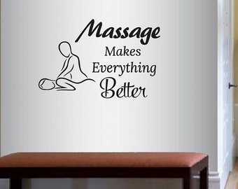 Adhesivos de vinilo para pared con estilo, decoración del hogar, adhesivo artístico para masaje, hace que todo sea mejor, frase, salón de spa, sala de relajación, diseño mural 2555