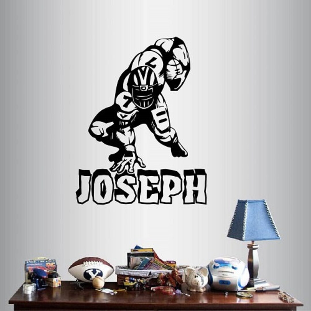 Wall Vinyl Decal Home Decor Art Sticker Football Player Sport 3D Custom ...