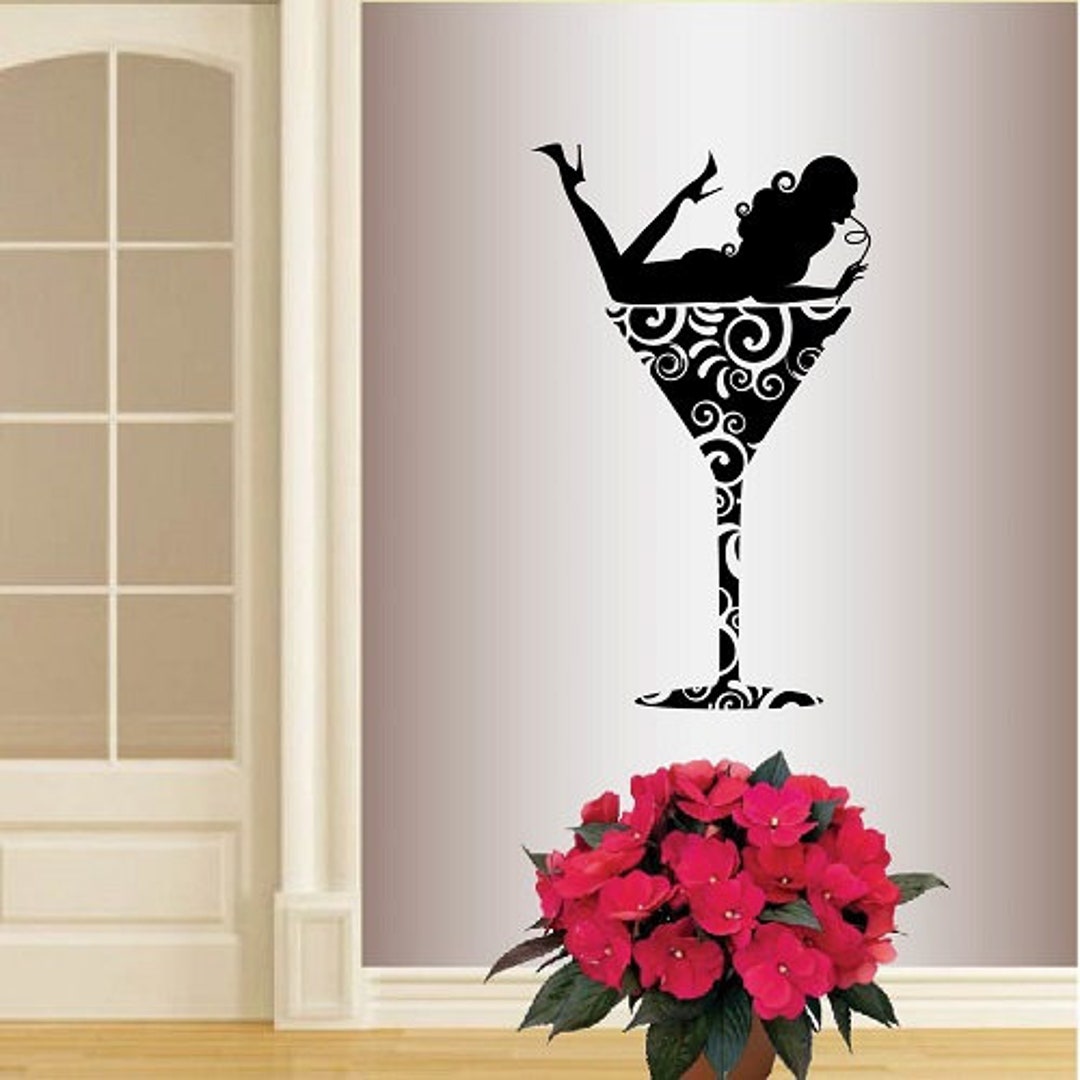 In-style Decals Wall Vinyl Decal Home Decor Art Sticker Girl in Martini ...