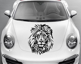Calcomanías de estilo para vehículo, decoración de coche, vinilo adhesivo artístico con cabeza de león, animal salvaje, gato, depredador, diseño extraíble para capó 1001