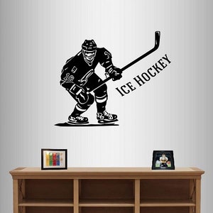 In-Style Aufkleber Wand Vinyl Aufkleber Wohnkultur Kunst Aufkleber Eishockey Spieler Sport Eisbahn Junge Mann Kinderzimmer Abnehmbare Wandbild Design 342