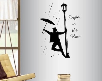 In-Style Decals Wall Vinyl Decal Art Sticker Singing in The Rain Quote Classic Movie Music Bedroom Living Room Removable Mural Design 782