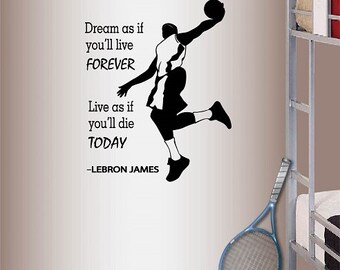 In-Style Decals Wall Vinyl Decal Home Decor Art Sticker Inspirational Quote Lettering Phrase Basketball Player Sports Room Gym Slam Dunk 348