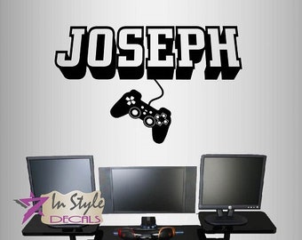 In-Style Decals Wall Vinyl Decal Home Decor Art Sticker 3D Custom Name Boy Girl Gamer Controller Video Game Computer Games Room Design 2443