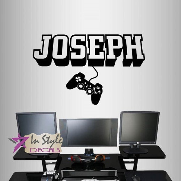 In-Style Decals Wall Vinyl Decal Home Decor Art Sticker 3D Custom Name Boy Girl Gamer Controller Video Game Computer Games Room Design 2443