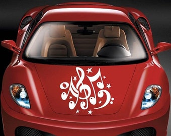 In-Style Decals Vehicle Auto Car Décor Vinyl Decal Art Sticker Musical Notes Music Removable Stylish Design for Hood 1215