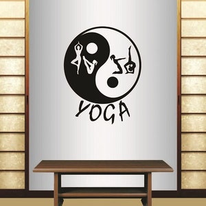 In-Style Abziehbilder Wand Vinyl Aufkleber Wohnkultur Kunst Aufkleber Yoga Wort Yin Yang Symbol Mädchen Frau Yoga Pose Übungen Gym Removable Design 250