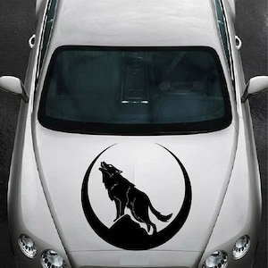 In-Style Decals Vehicle Auto Car Décor Vinyl Decal Art Sticker Howling Wolf Moon Wild Animal Removable Design for Hood 1161