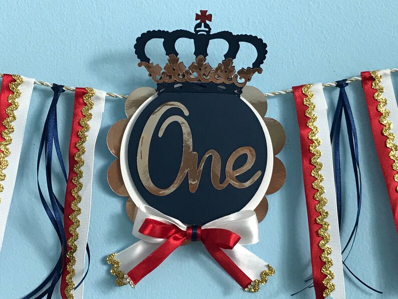 Prince High Chair Banner Decor Smash Cake Banner Real First Birthday Boy Banner Golden Prince Party Decorations